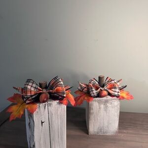Rustic Plaid Pumpkin Decor with Autumn Leaves